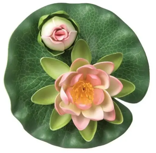 [91450]  Flower Silk Polyester Floating Double Water Lily Pink 15cm