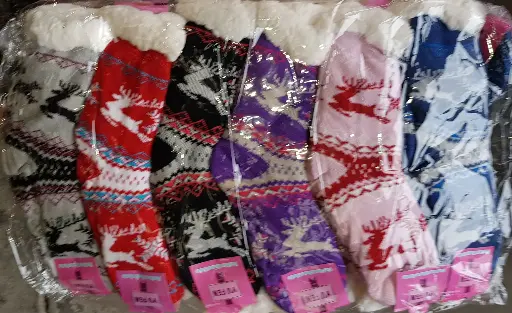 [05130-12] 12  Indoor Slipper Non Slip Gripper Socks Adult