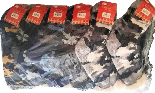 [05135-12] 12 Camouflage Slipper Non Slip Gripper Socks