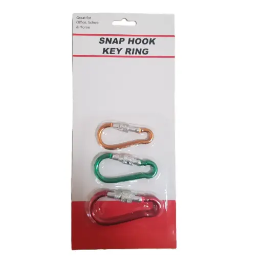 [43059] Aluminium Screw Lock Cara Biner 3pc 6cm 7cm 8cm
